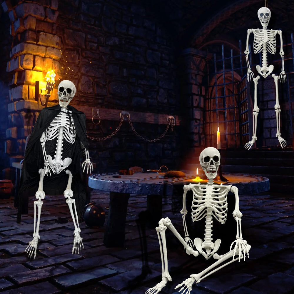 IDMOP skeleton next to doorway for scale comparison to show life-size proportion benefit