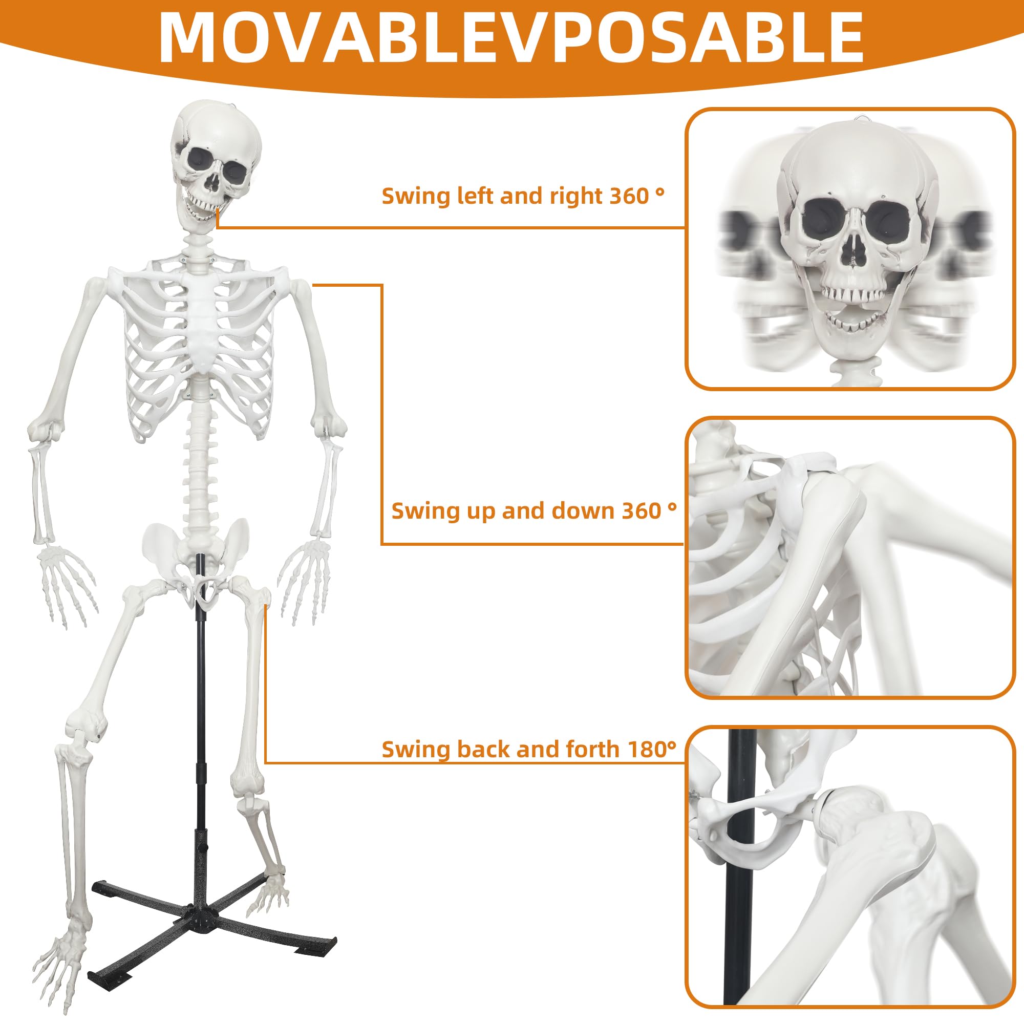 IDMOP skeleton hanging from string for elevated, dramatic displays