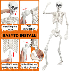 IDMOP skeleton hanging on porch with string for easy outdoor decorative impact