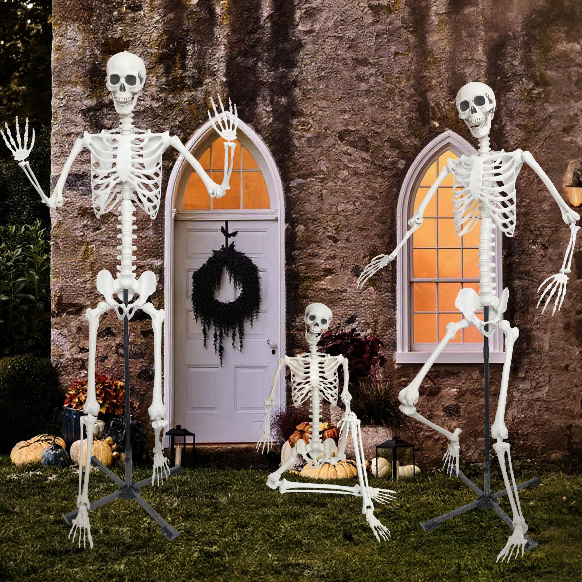 IDMOP skeleton on porch setting creating eye-catching seasonal décor