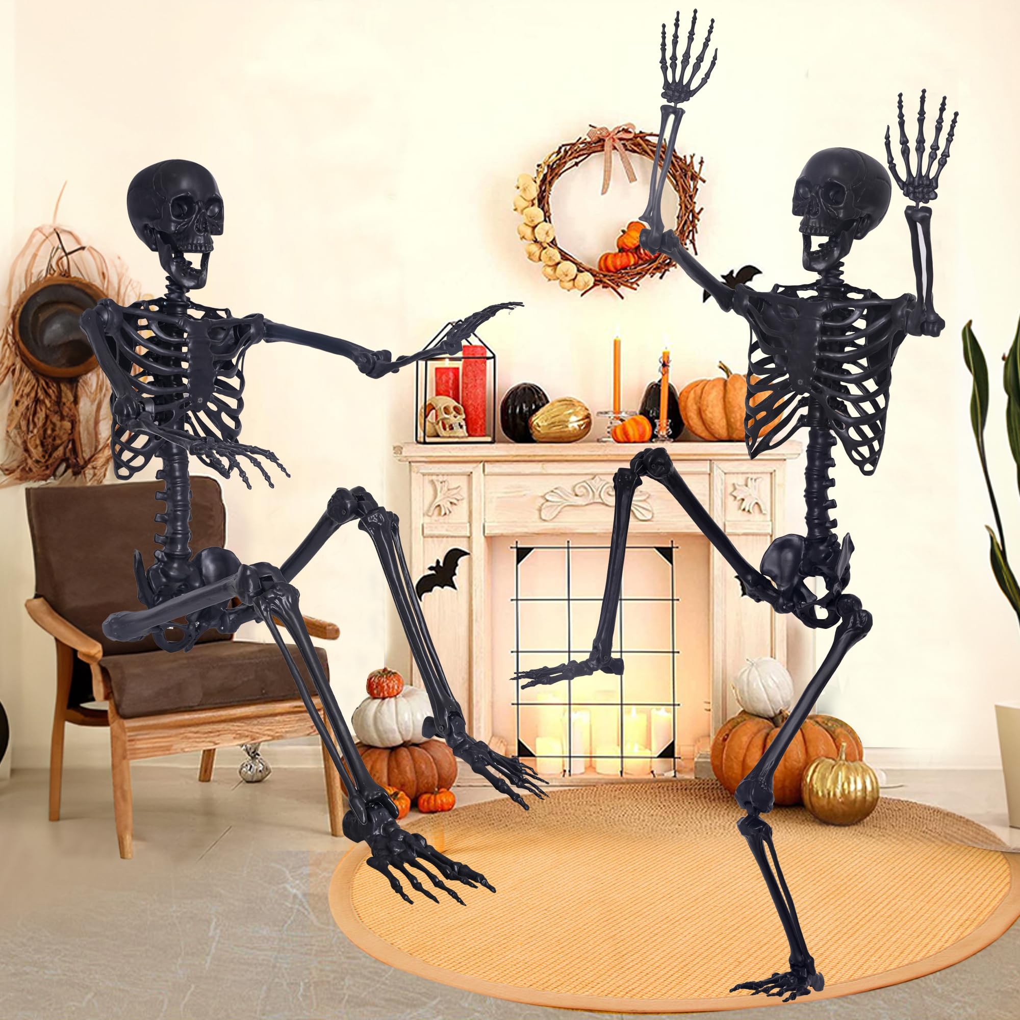 IDMOP skeleton beside chair for size comparison and scale clarity
