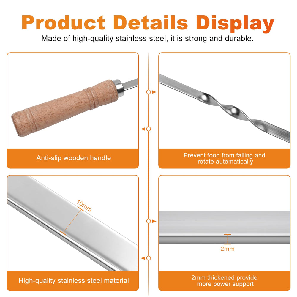 Idong polished pointed tip piercing meat cleanly for efficient skewering