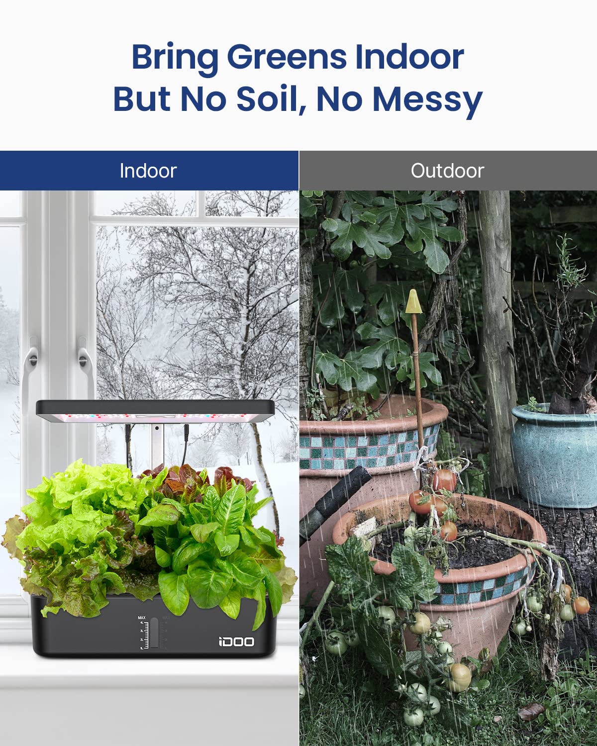 iDOO pump and fan interior view showing aeration for healthier roots benefit