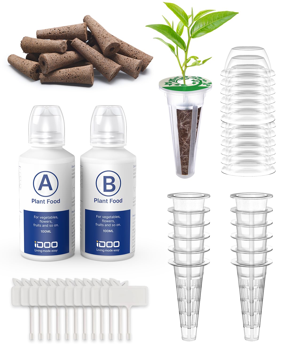 iDOO seed pods front layout showing all kit components and organization benefit
