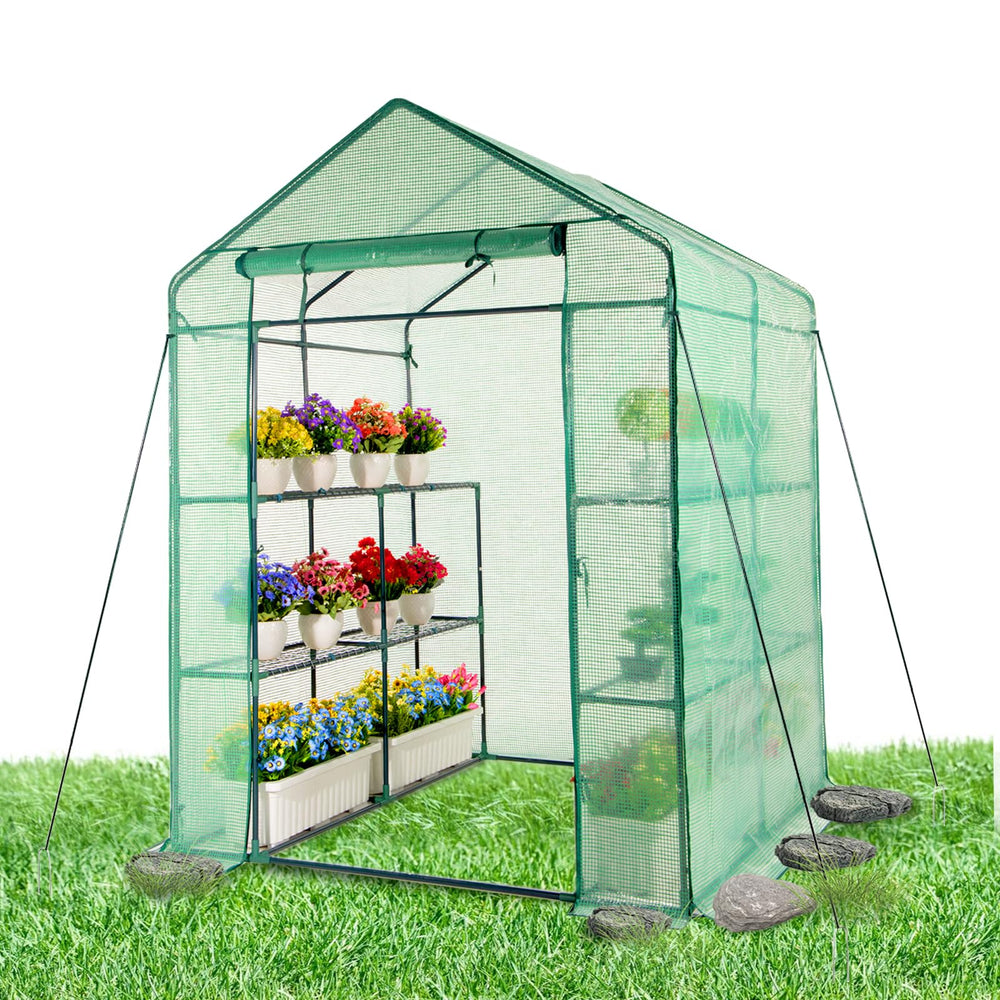 IDZO front overview showing full greenhouse and organized plant benefit