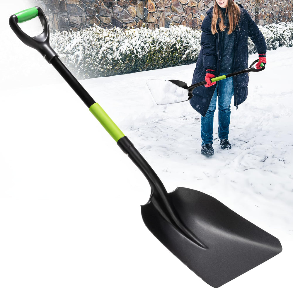 IDZO front view aluminum scoop shovel showing wide blade and profile for faster scooping