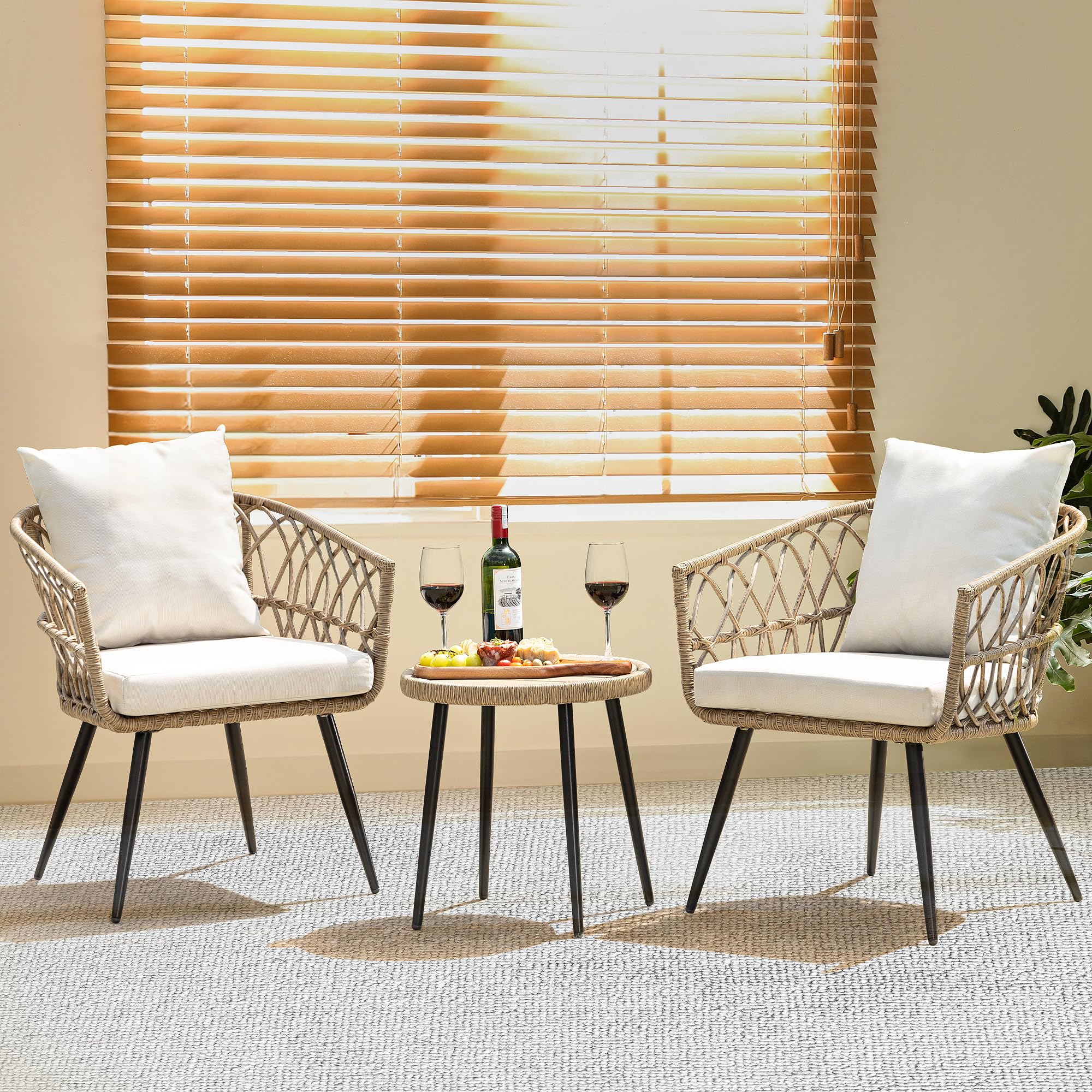 IDZO front view of full bistro set showing compact durable seating and elegance
