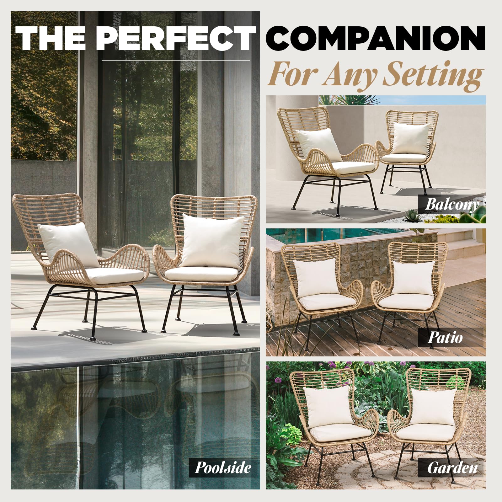 IDZO chairs in outdoor lounge scene demonstrating relaxation and stylish comfort