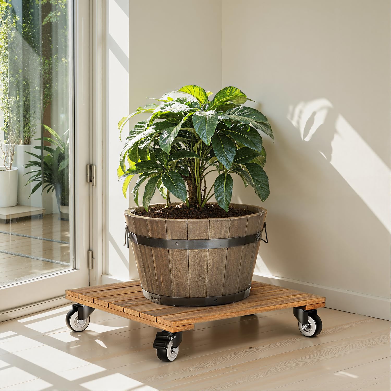 IDZO lifestyle scene with matching caddies in living room, enhances home decor flexibility