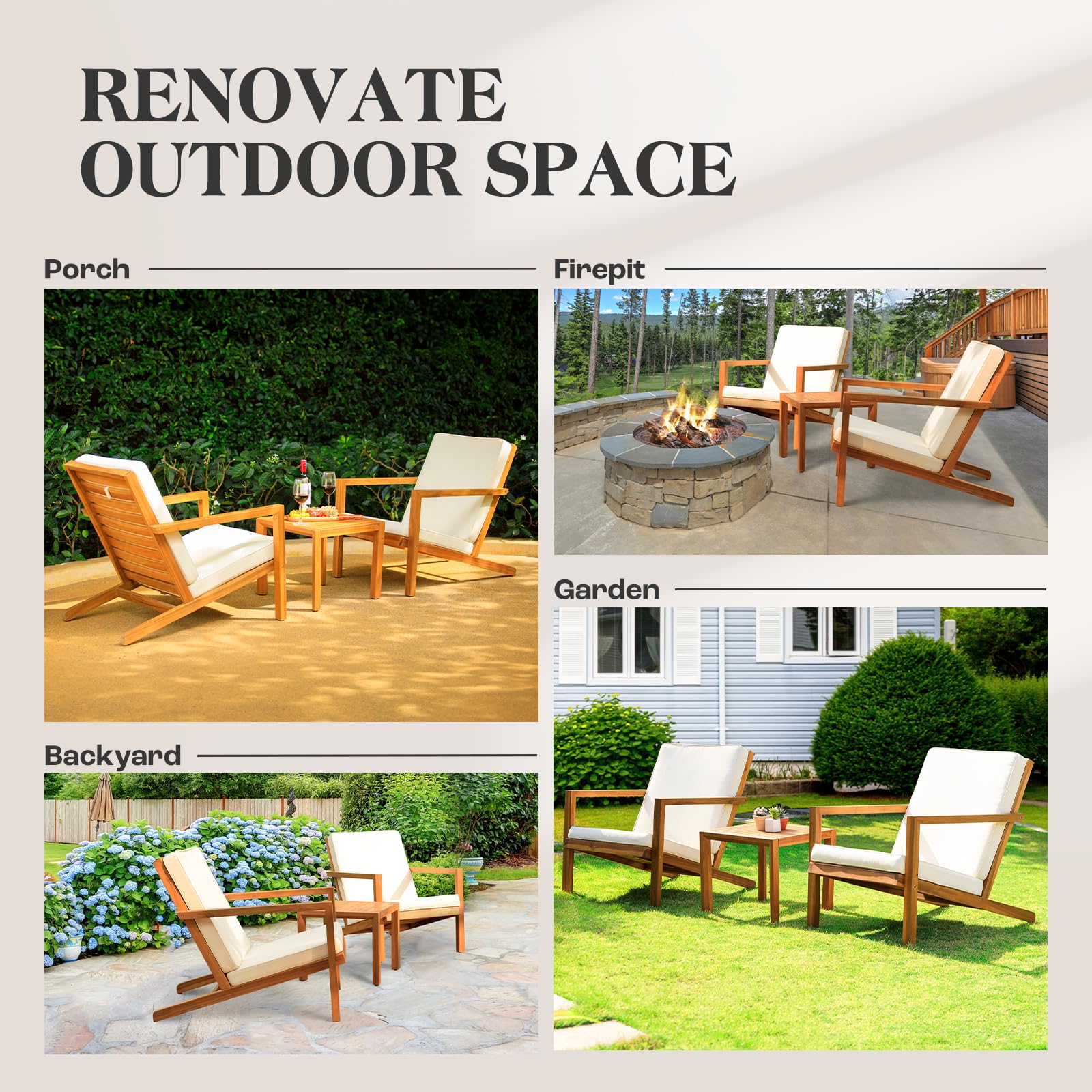 IDZO lifestyle patio setting showing set in garden for inviting relaxation