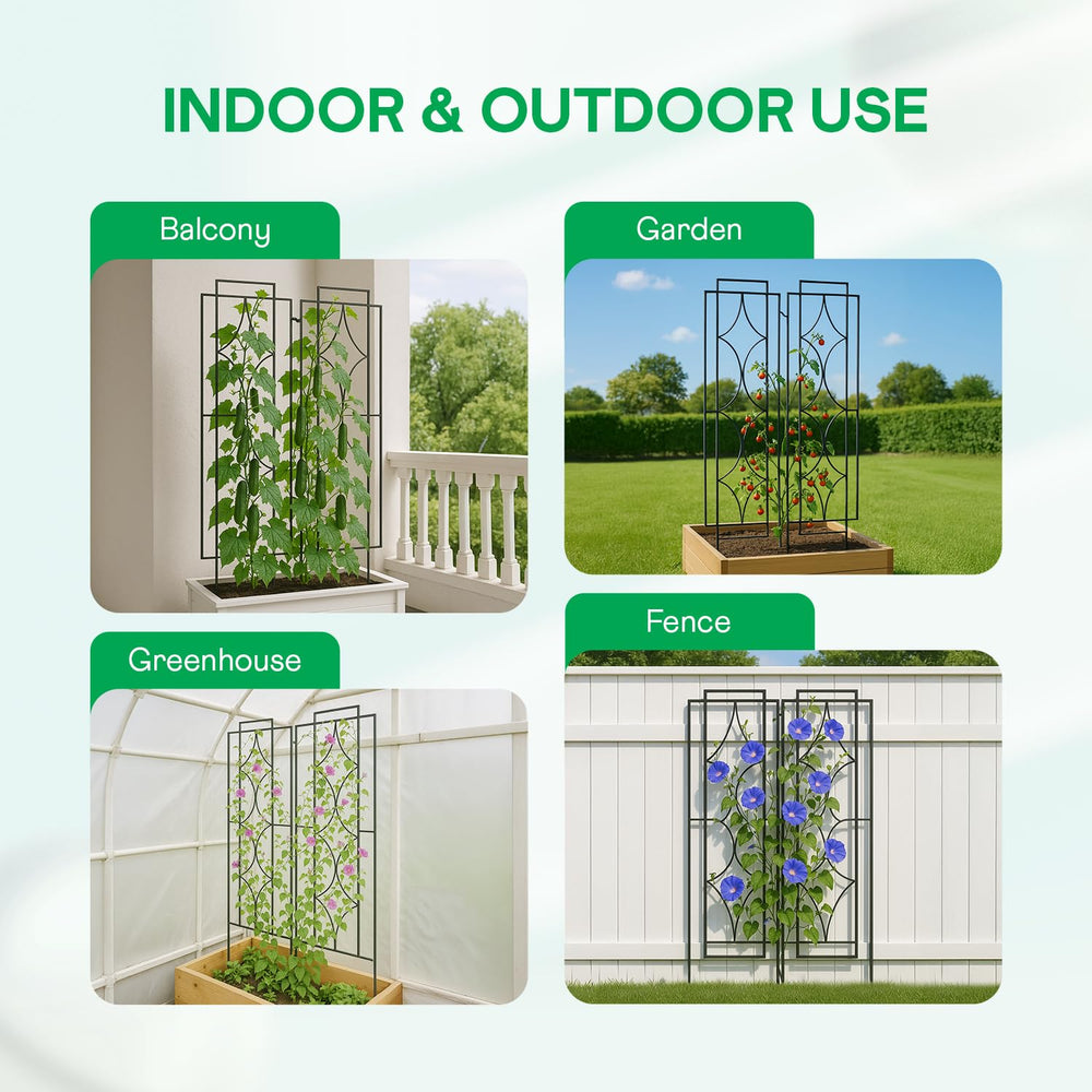 IDZO paired trellises on patio showing balanced design and enhanced privacy