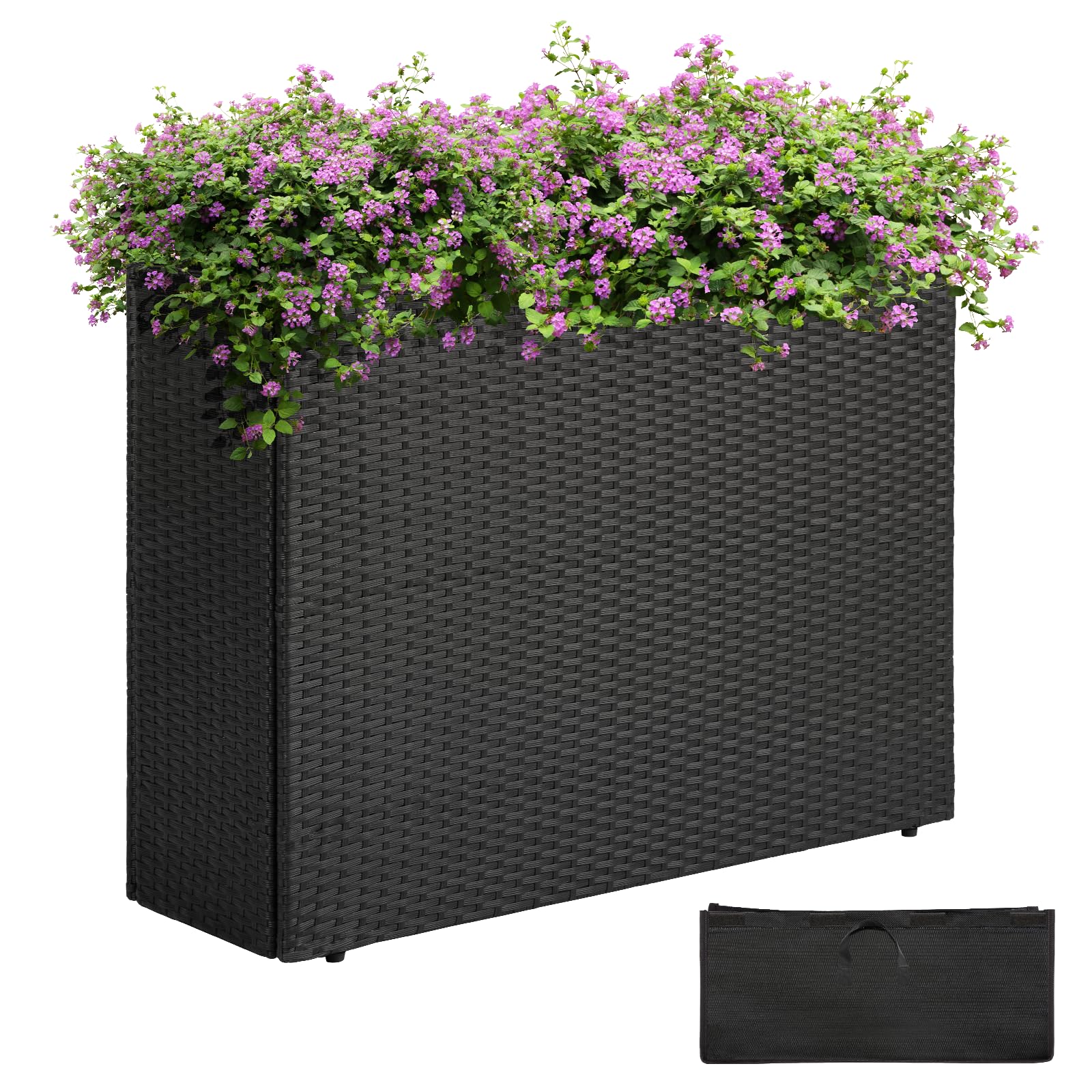 IDZO front view of black rectangular planter showing sleek profile and durable design
