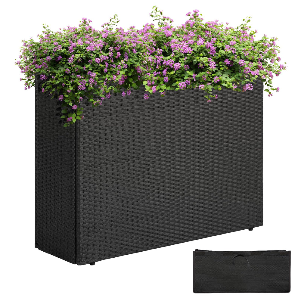 IDZO front view of black rectangular planter showing sleek profile and durable design