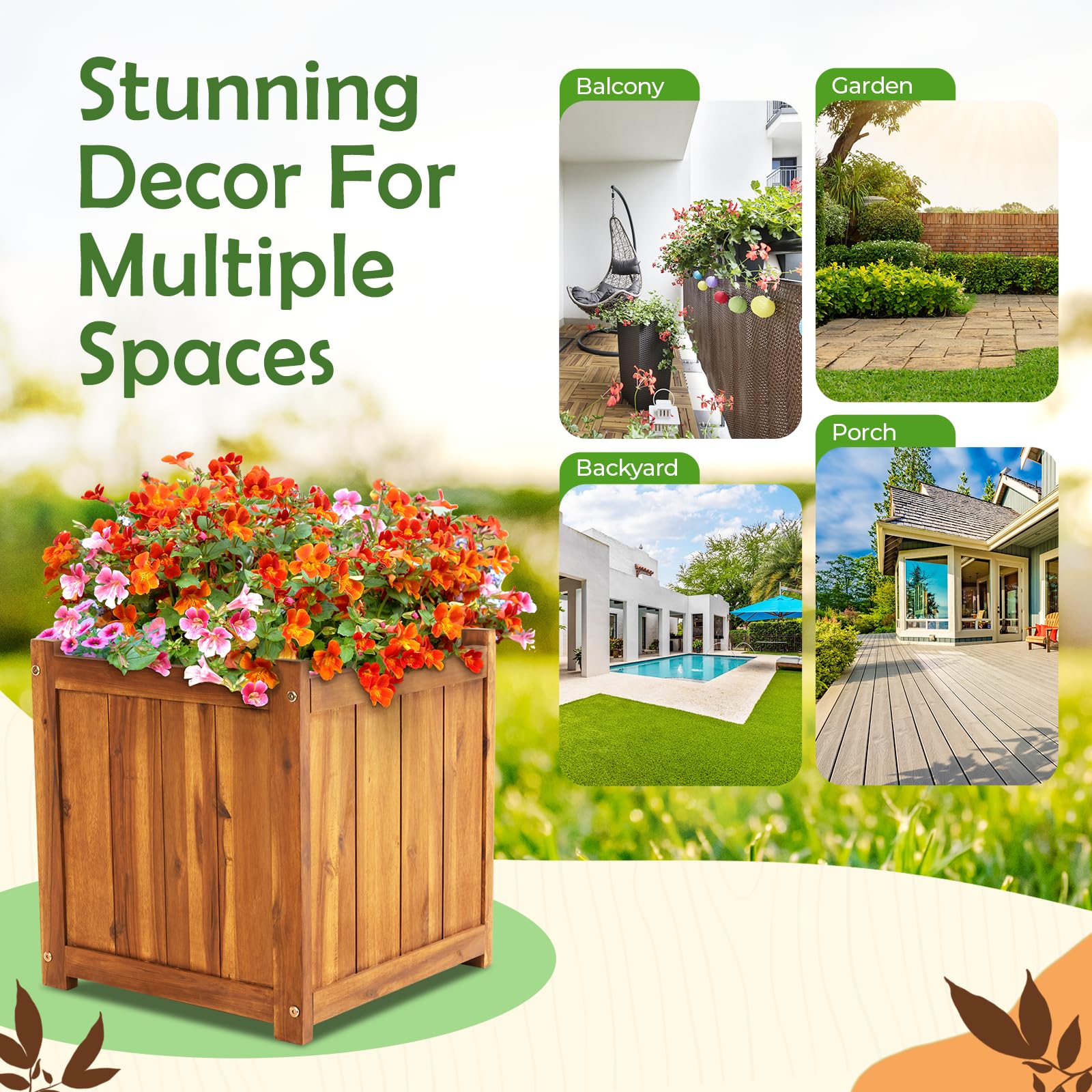 IDZO three planter sizes on deck illustrating size choices and visual scale