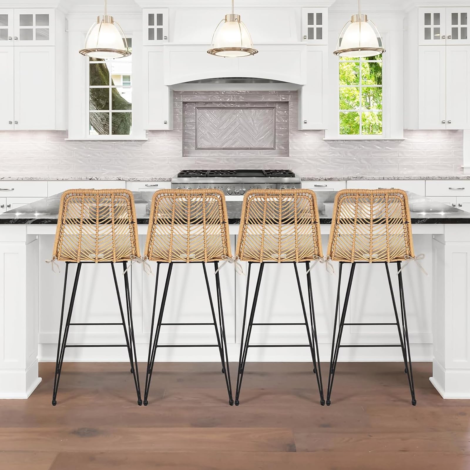 IDZO stools beside counter showing scale and ideal fit for 34–36 inch kitchen islands