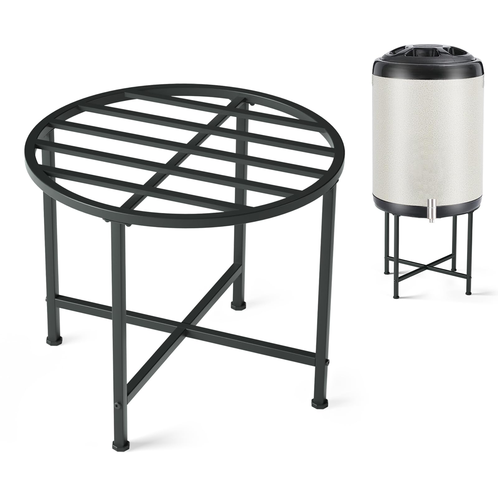 I'Ezonk stand front view showing sturdy steel ring and easy access benefit