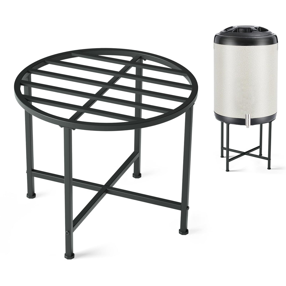 I'Ezonk stand front view showing sturdy steel ring and easy access benefit