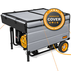 IGAN Pro-Max front view showing full cover protecting generator and benefits