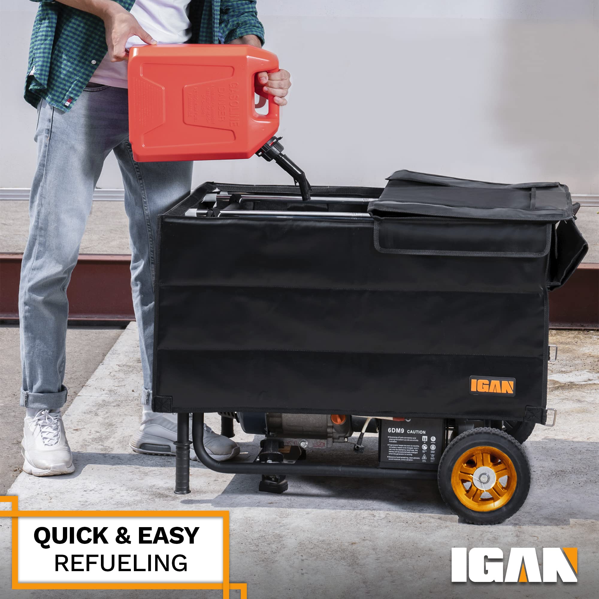 IGAN beside a generator for size comparison and correct fit guidance