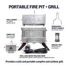 Ignik FireCan Deluxe grill insert close-up showing easy lift handle and cooking surface