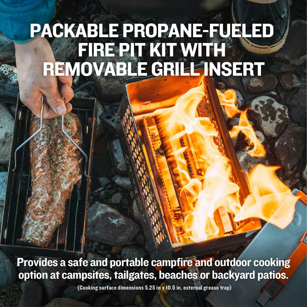 Ignik FireCan Deluxe mesh side detail revealing visible flames and improved heat transfer