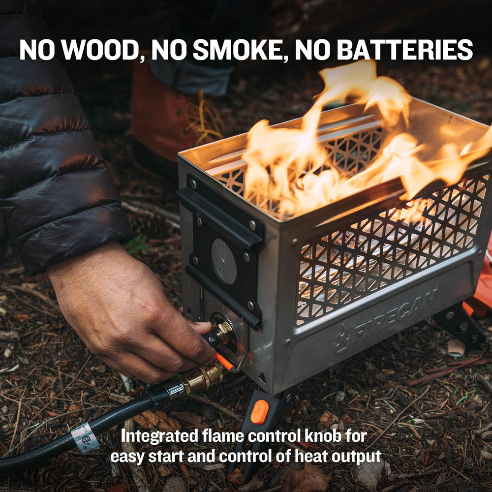 Ignik FireCan Elite flame control knob and quick-release hose for precise heat benefit