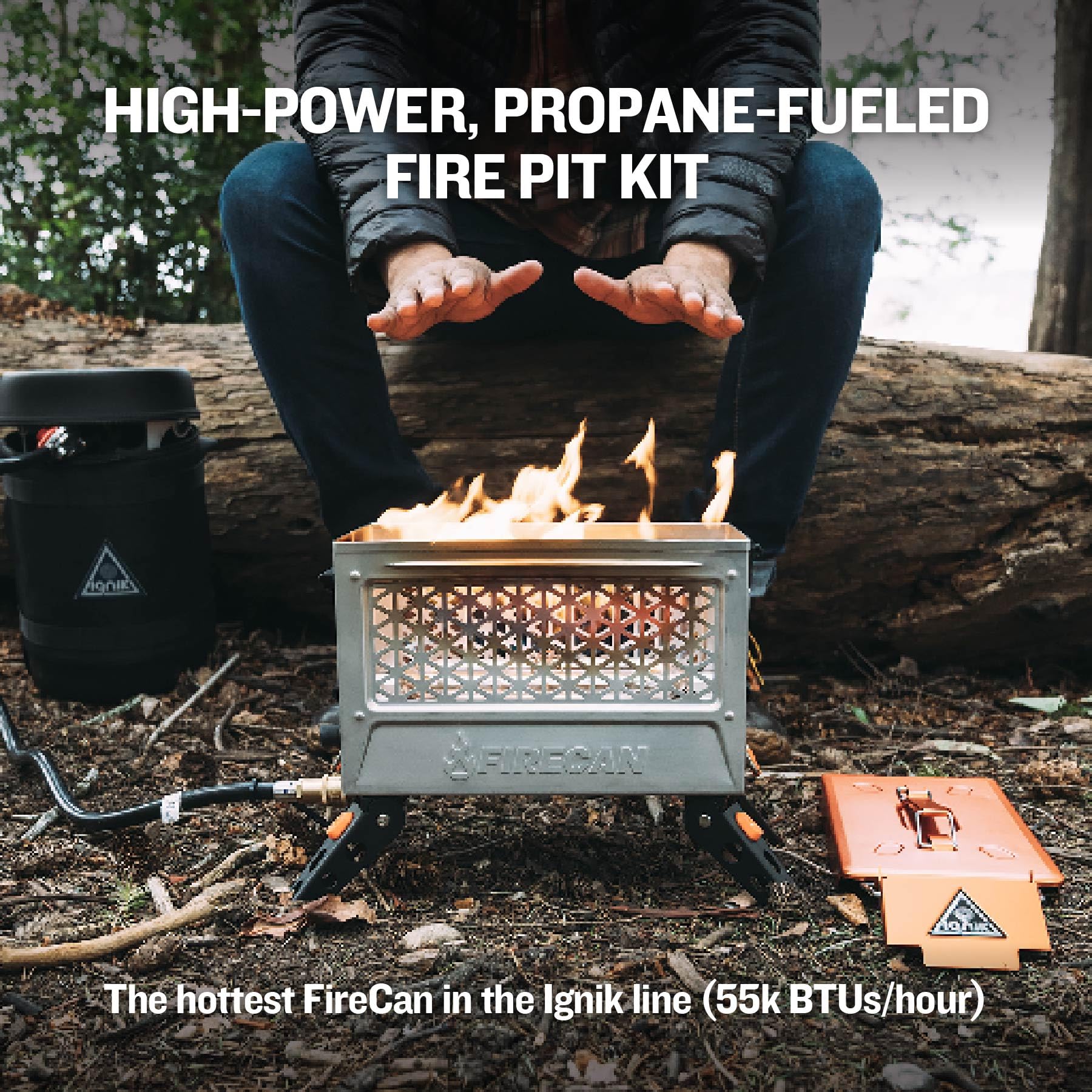 Ignik FireCan Elite active flame delivering powerful heat for outdoor comfort benefit
