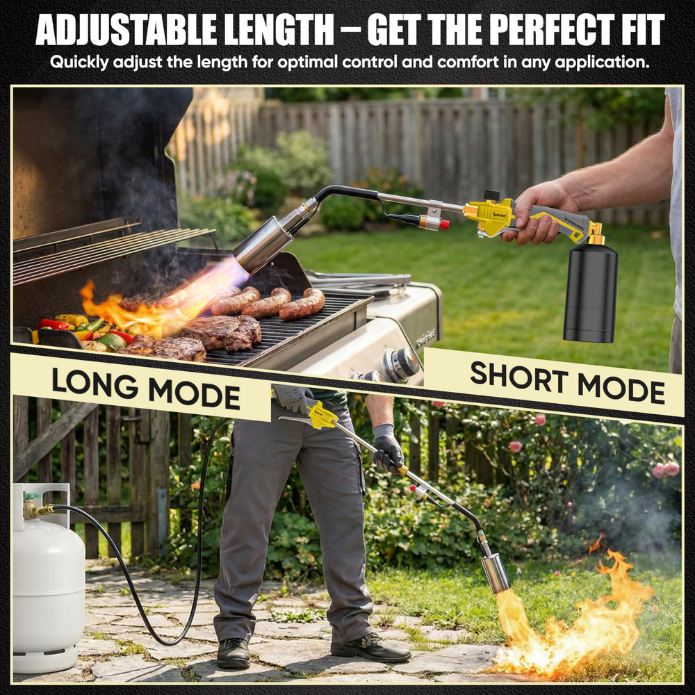 IgnitChef in-use on a driveway illustrating fast weed removal