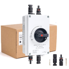 IGOYE front view of DC disconnect switch showing handle and enclosure for safe isolation