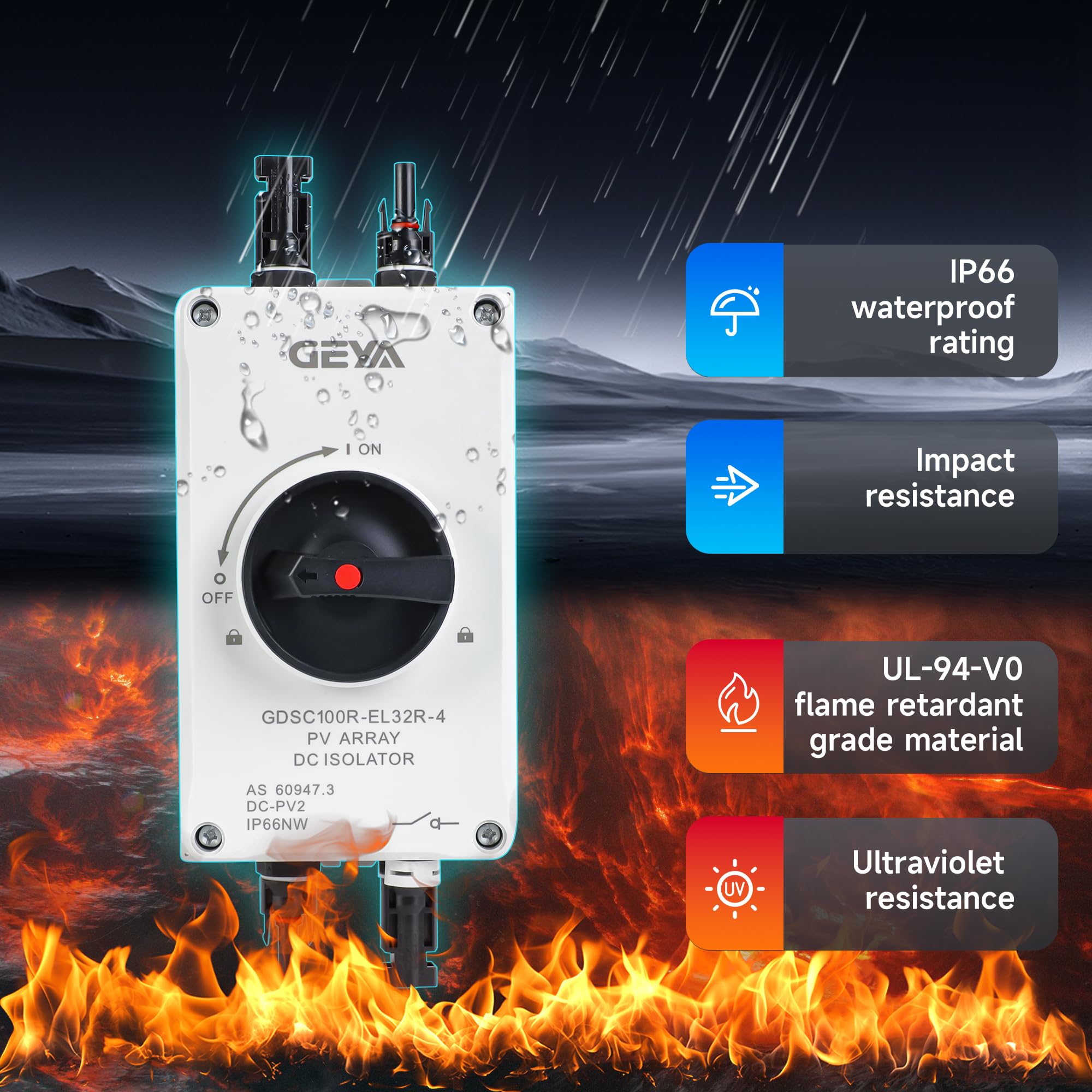 IGOYE close-up of MC4-compatible terminals demonstrating fast secure PV connections