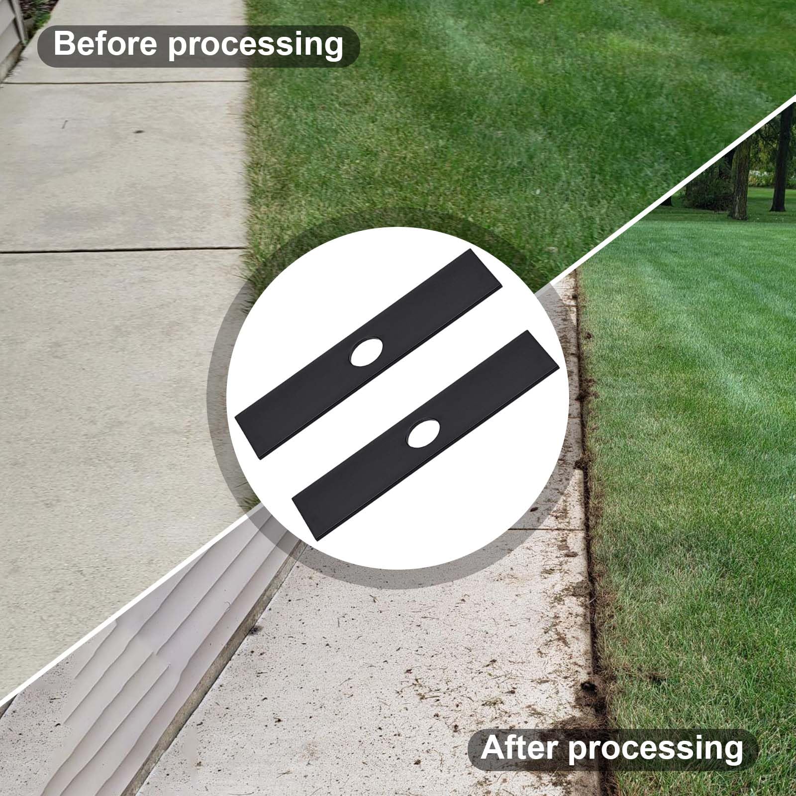 iGreely blade mounted on edger in use creating crisp lawn borders
