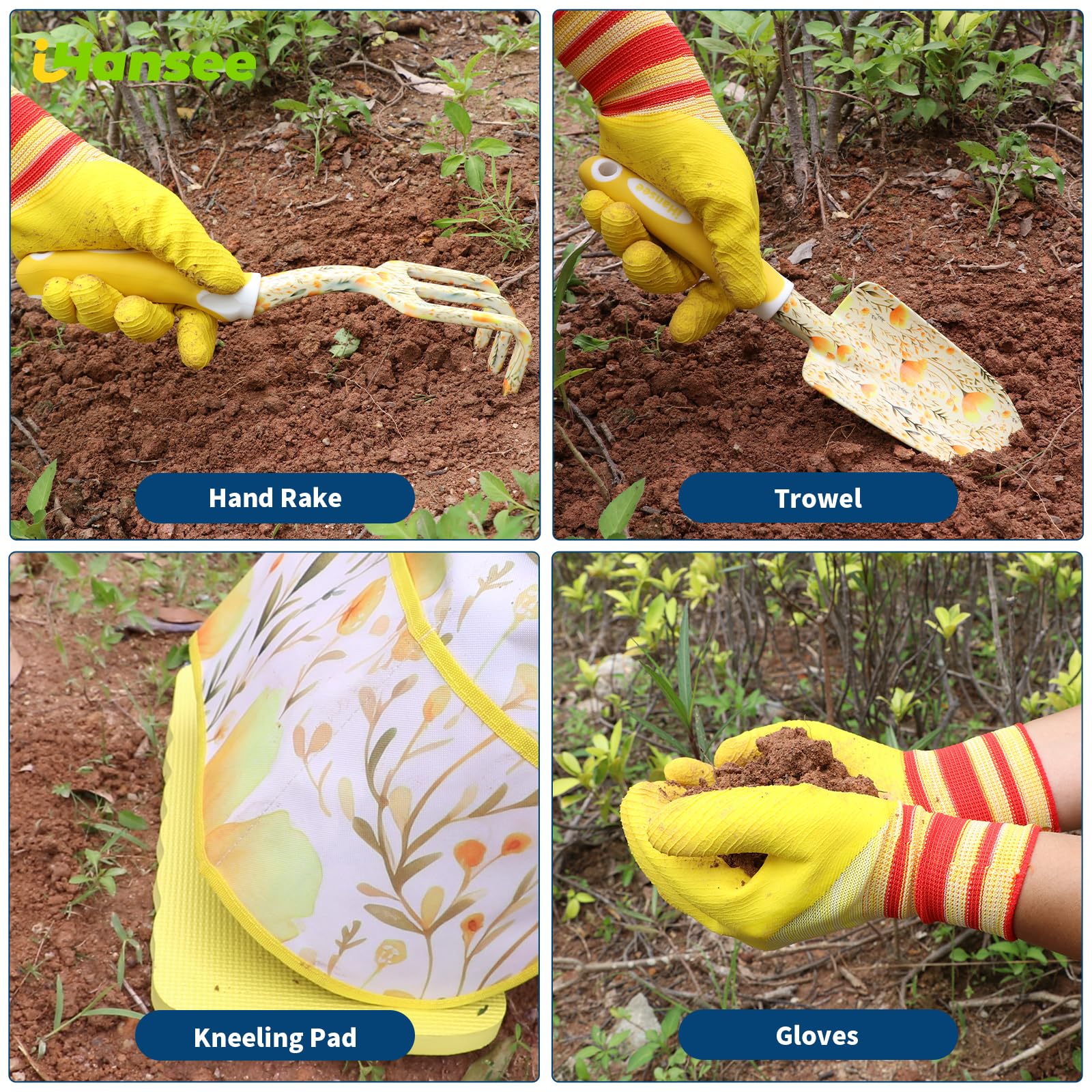 iHansee apron and gloves detail protecting clothes and hands while gardening