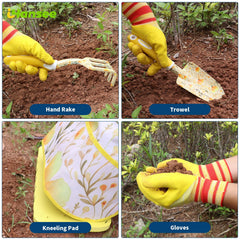 iHansee apron and gloves detail protecting clothes and hands while gardening
