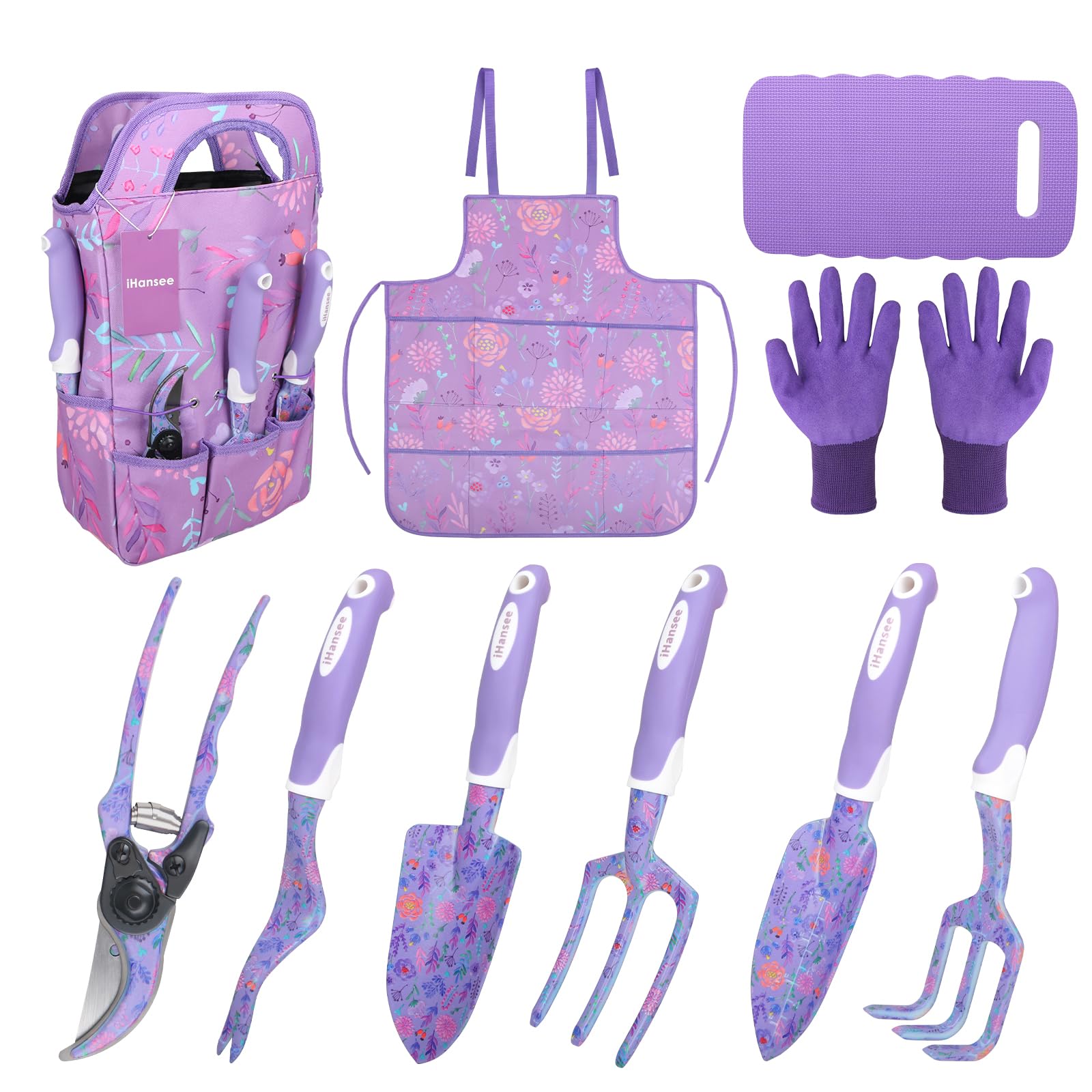 iHansee front packaging of purple garden kit, attractive gift-ready presentation