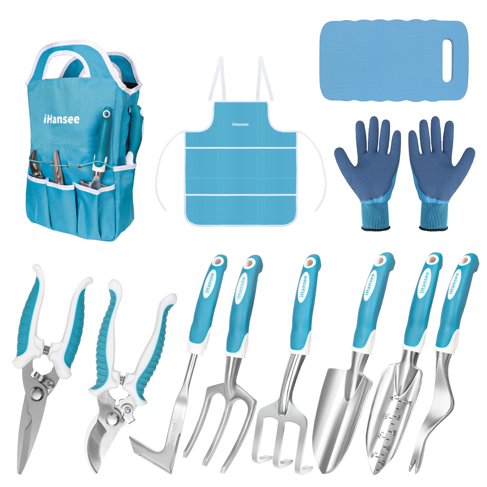 iHansee front view of blue tool set with tote and accessories showing complete kit