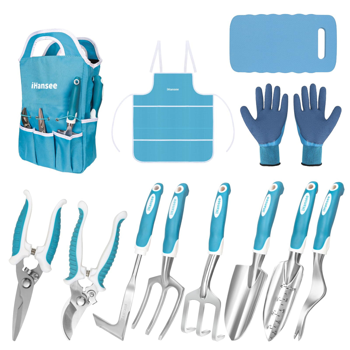 iHansee front view of blue tool set with tote and accessories showing complete kit