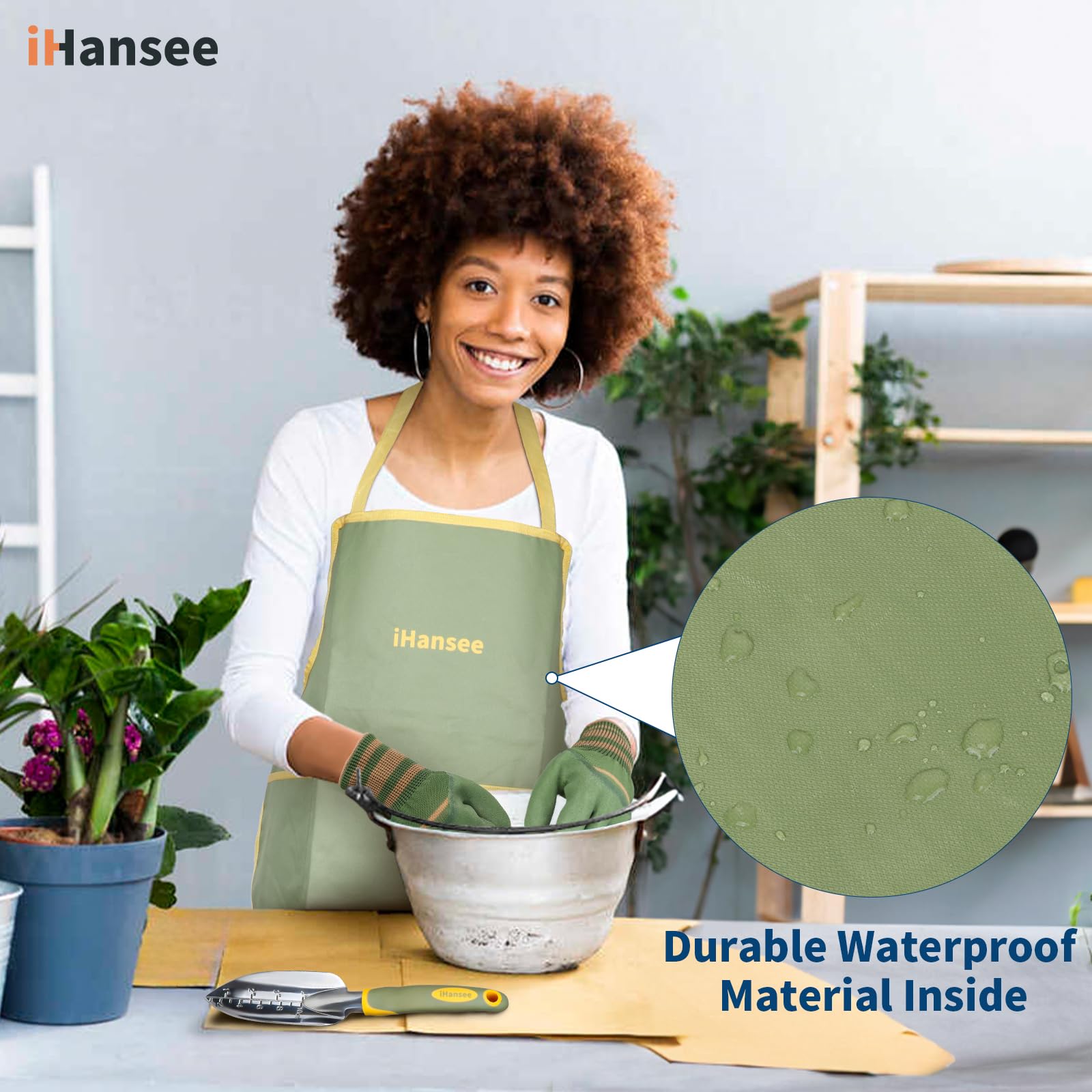 iHansee kneeling pad in use providing cushioned knee support during planting