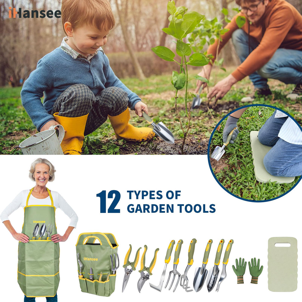 iHansee tools placed in a container garden demonstrating practical garden use