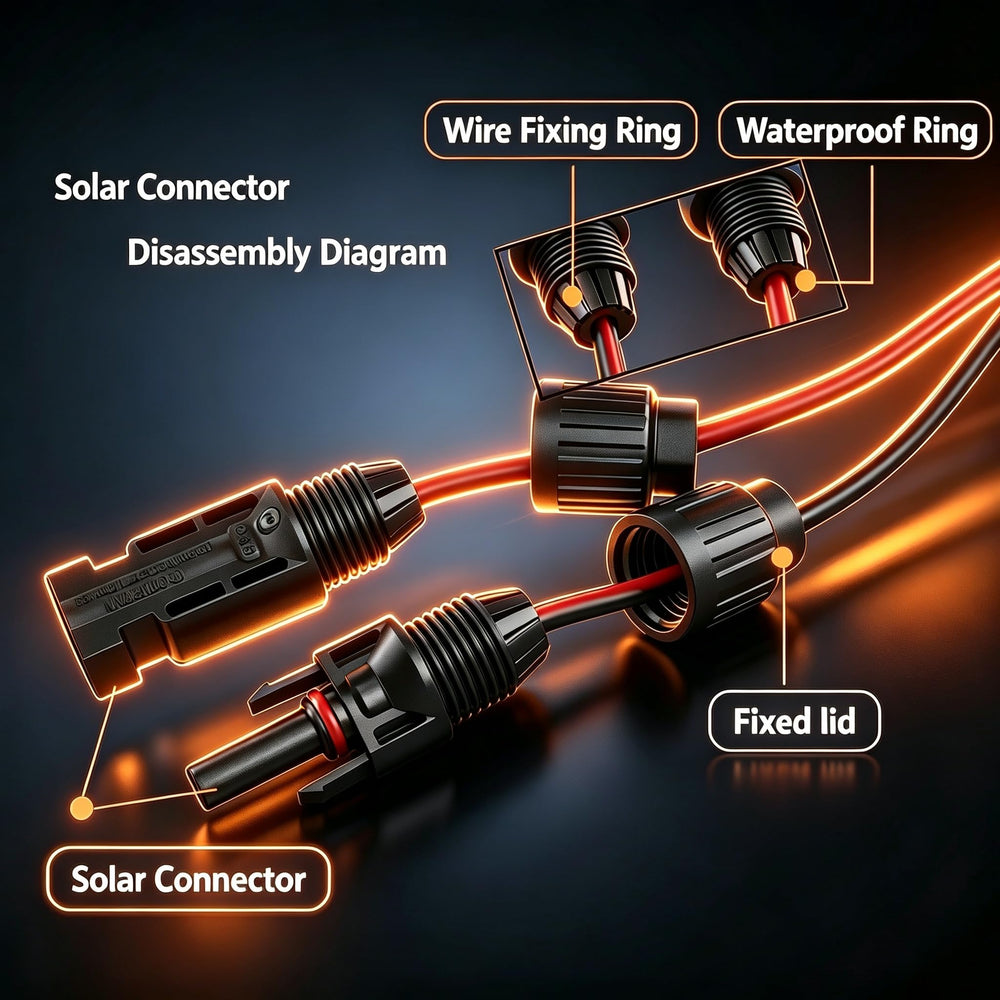iHaospace connector close-up with IP68 seal demonstrating weatherproof protection