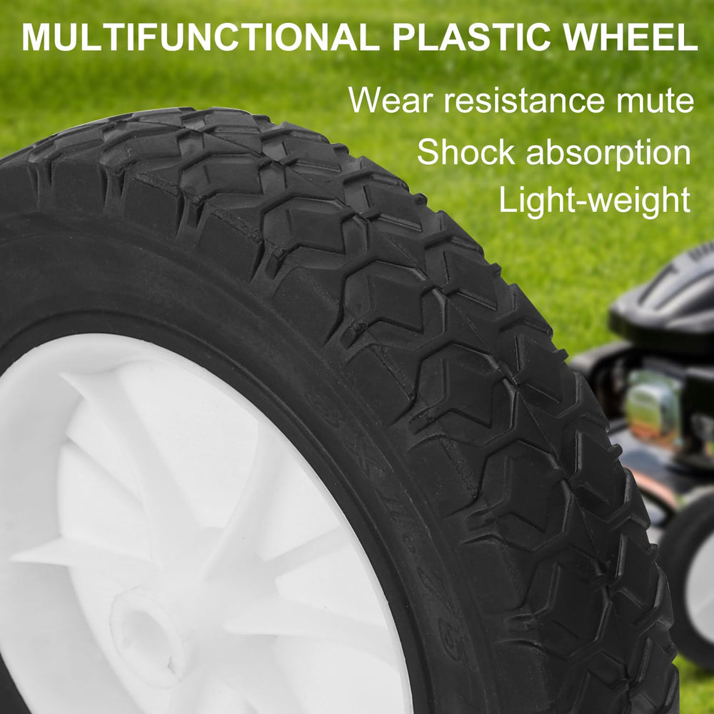 IHDYPPEW wheel mounted on a push mower restores smooth rolling