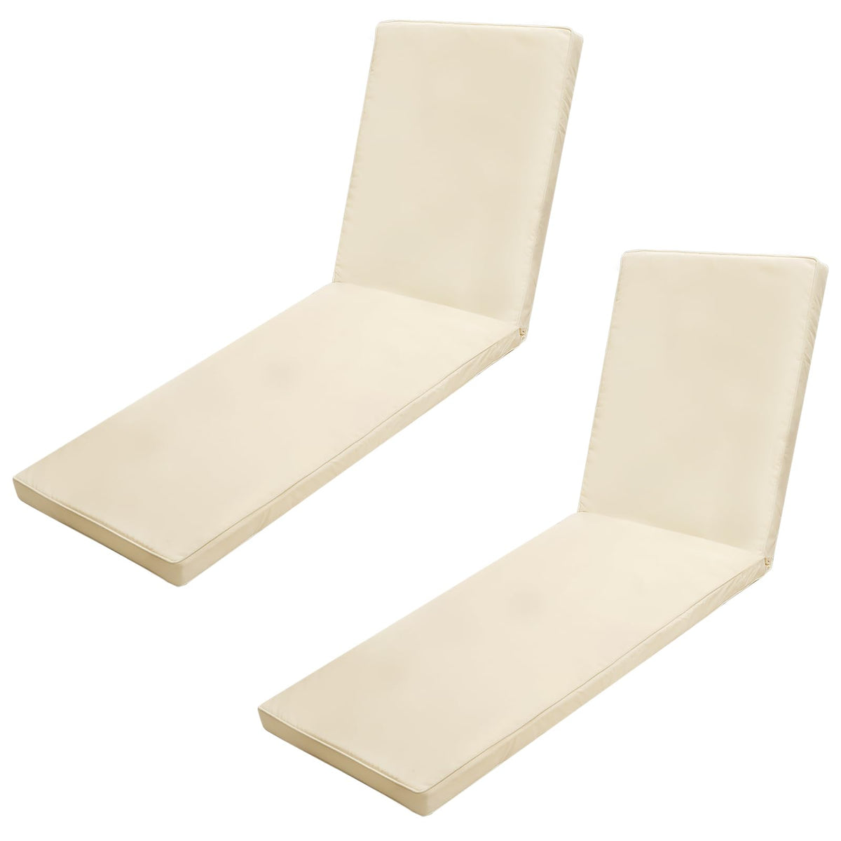 Iheqard beige cushion front view showing full chaise coverage and neat finish