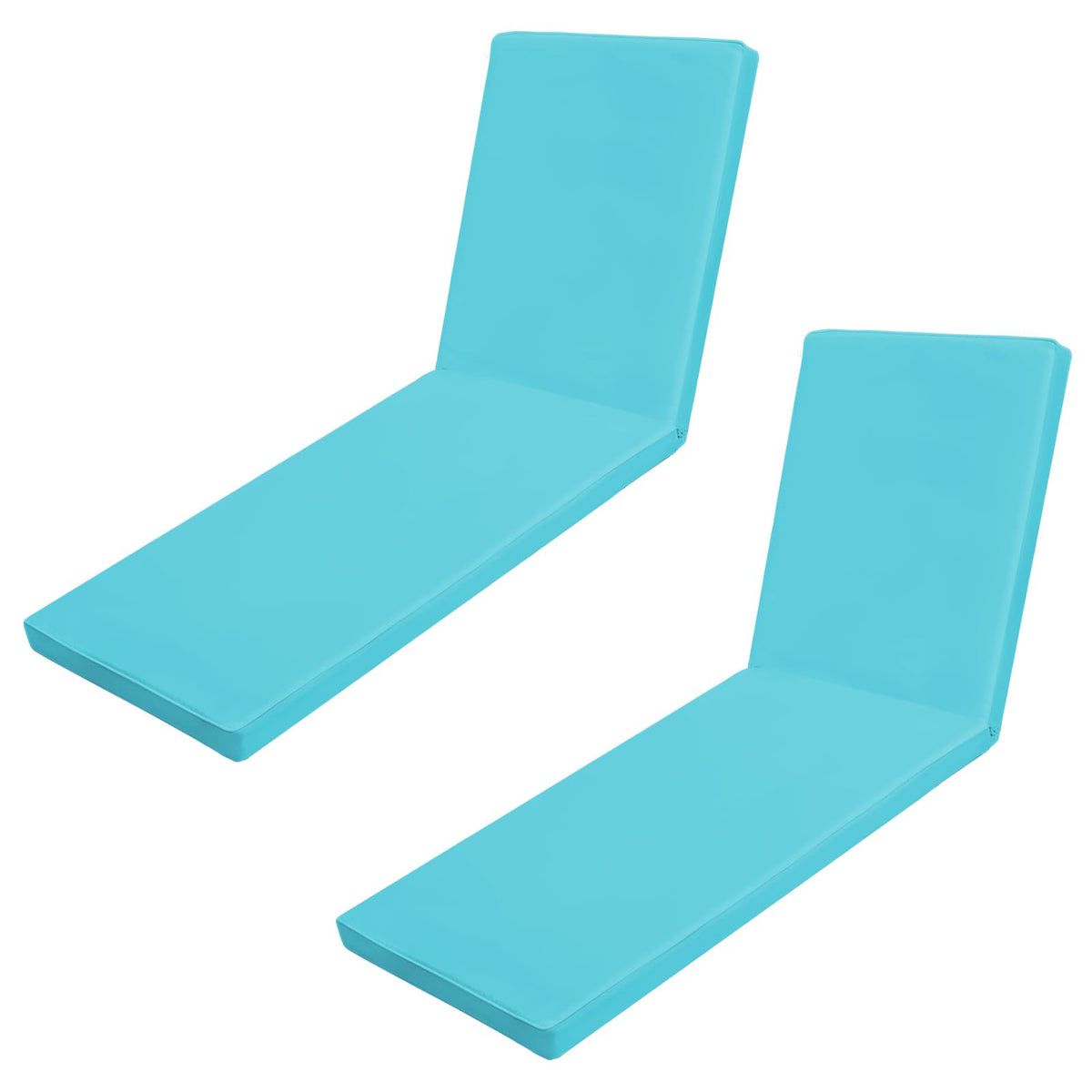 Iheqard front view of teal chaise cushion showing neat fit and polished look