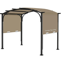 Iheqard front view of khaki canopy showing full coverage and renewed look
