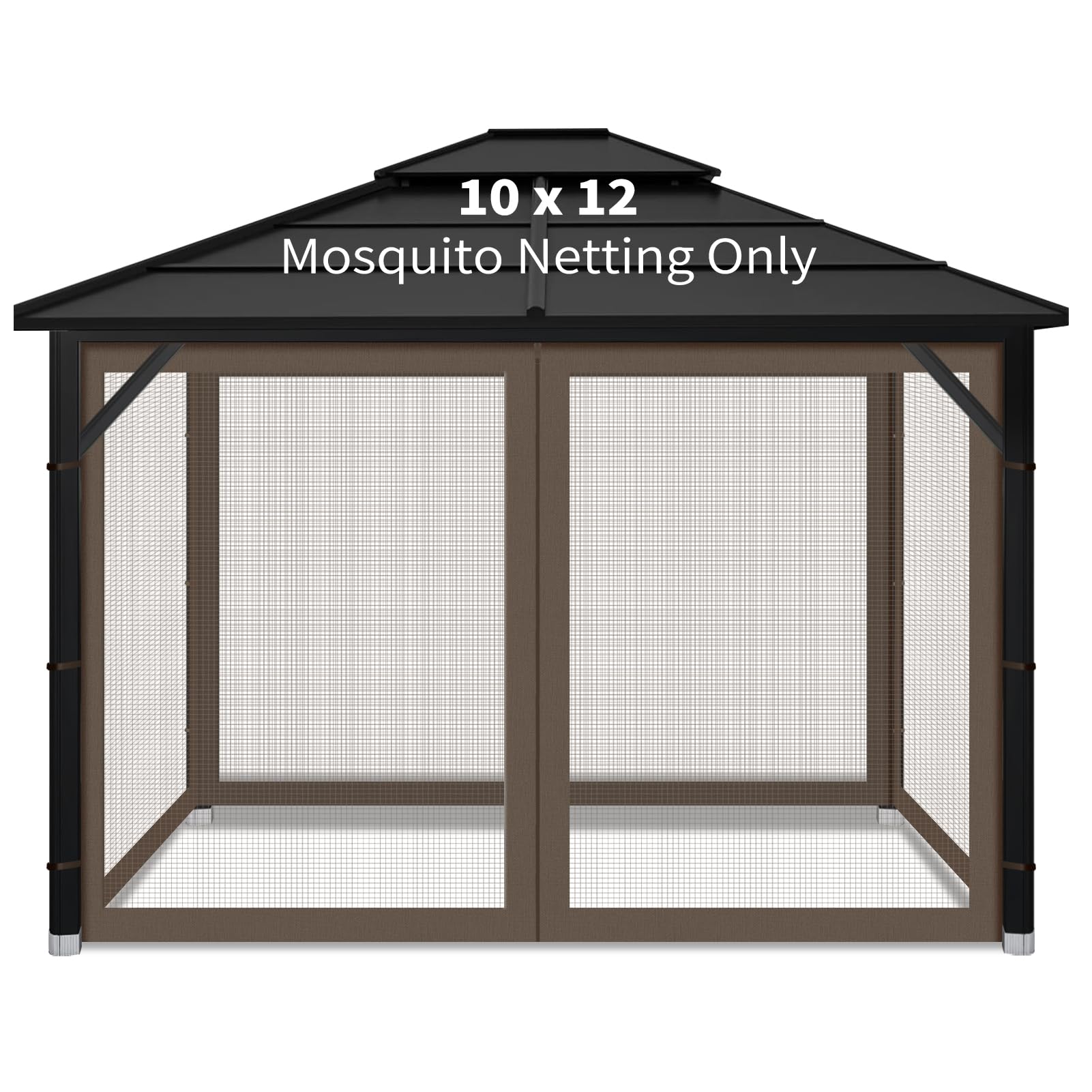 Iheqard front view of coffee gazebo netting showing complete coverage and curb appeal