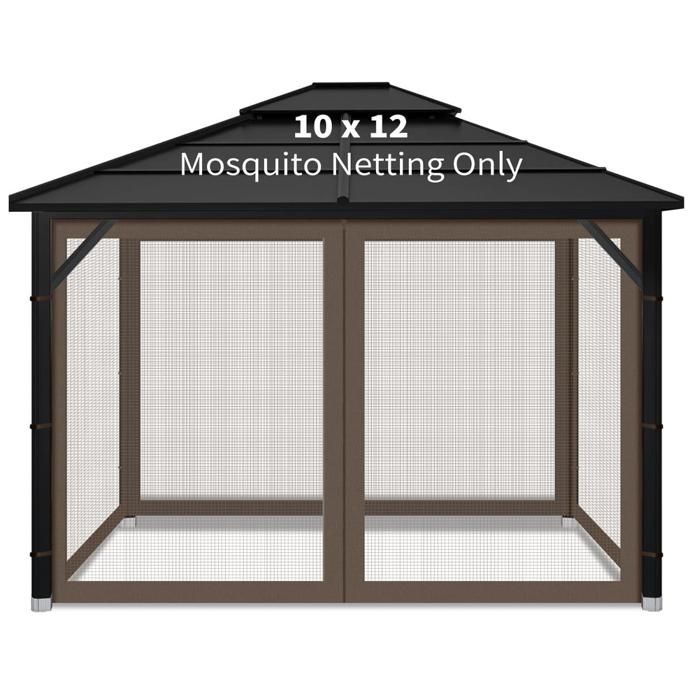 Iheqard front view of coffee gazebo netting showing complete coverage and curb appeal
