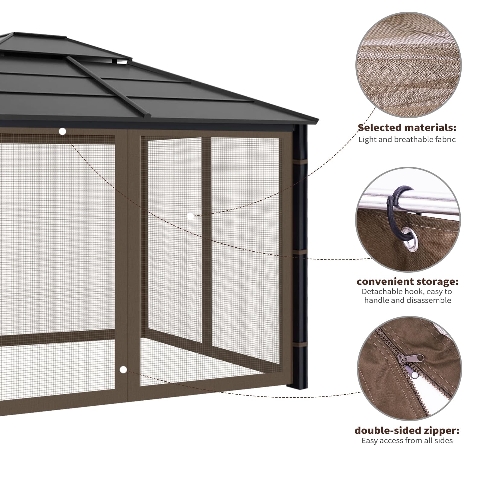 Iheqard gazebo netting in use over patio dining set for insect-free outdoor meals