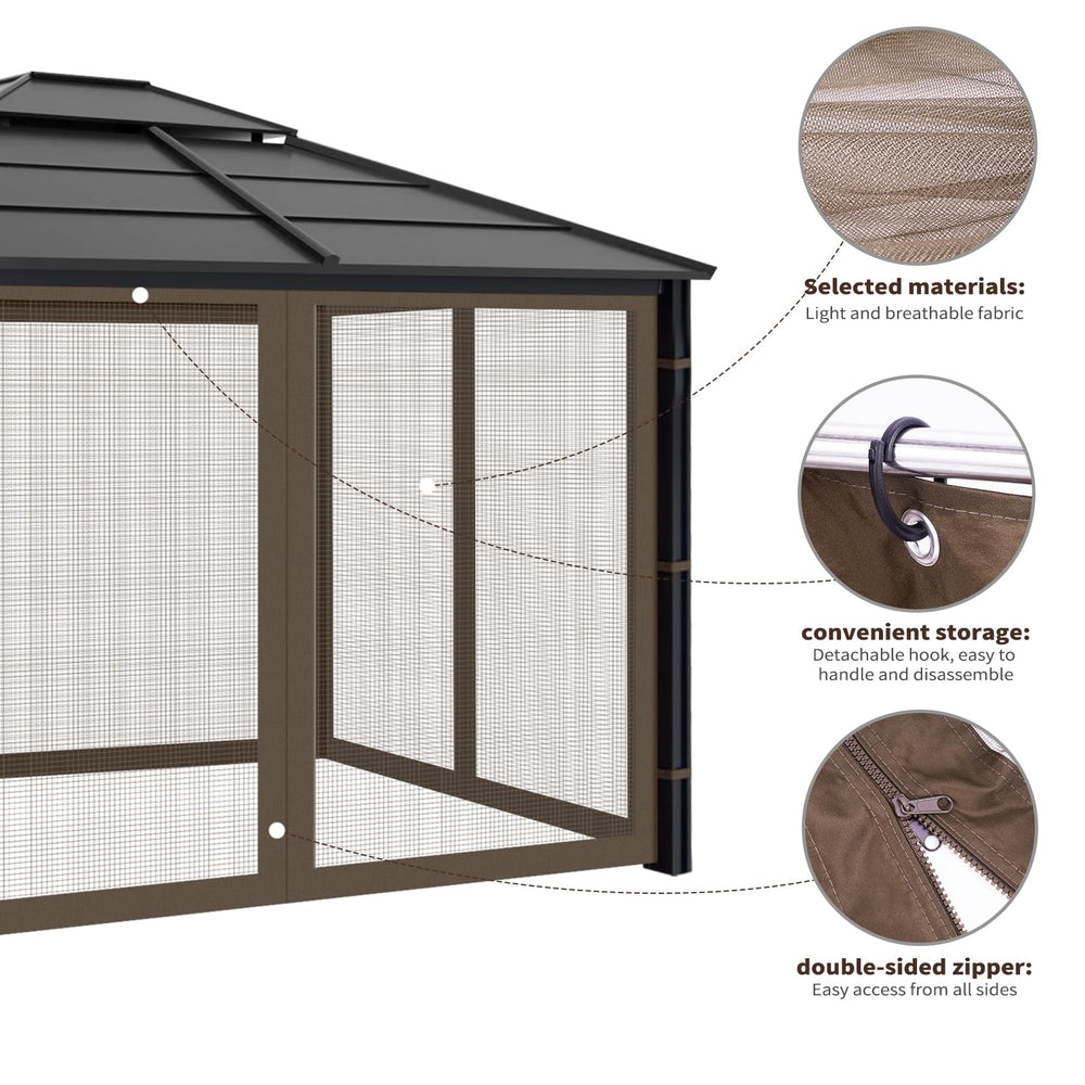 Iheqard gazebo netting in use over patio dining set for insect-free outdoor meals