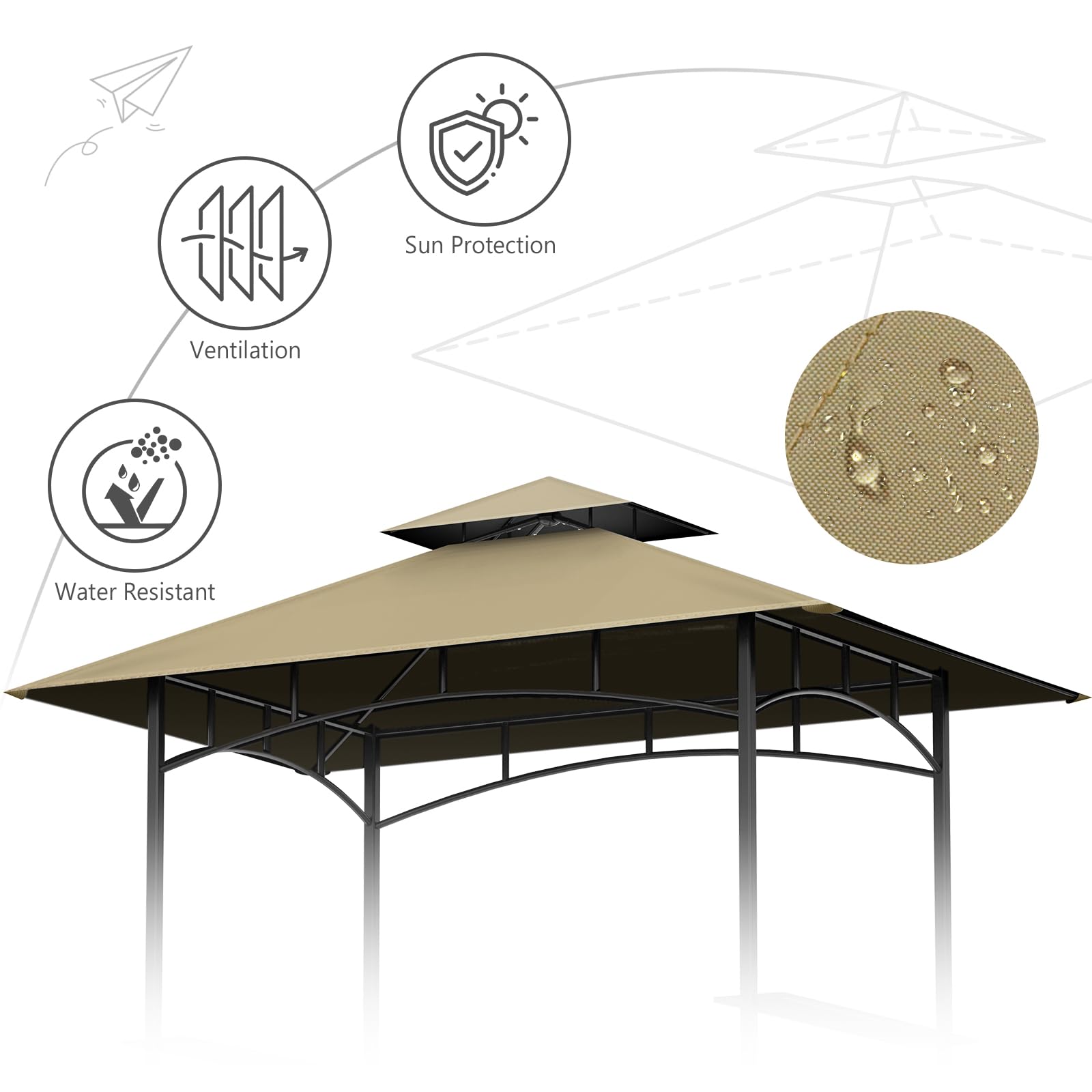 Iheqard canopy installed on gazebo frame demonstrating easy replacement benefit