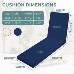Iheqard cushion placed on patio lounger in sunlight demonstrating outdoor suitability