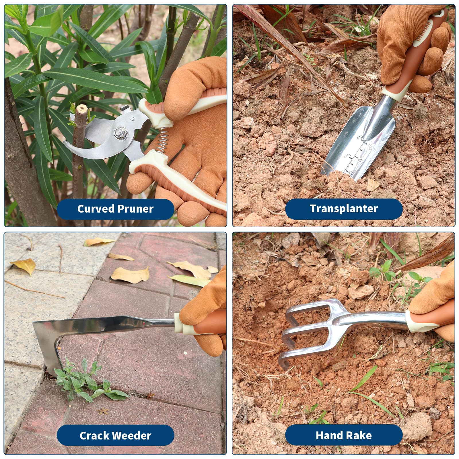 iHansee stainless steel crack weeder close-up for precise weed removal benefit